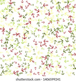 Pretty summer background with anchors. Anchor In Cartoon Free Style. Pattern Art Illustration Vector
