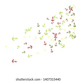 Pretty summer background with anchors. Anchor In Cartoon Free Style. Pattern Art Illustration Vector
