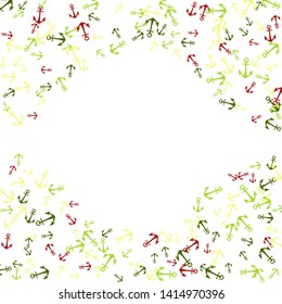 Pretty summer background with anchors. Anchor In Cartoon Free Style. Pattern Art Illustration Vector
