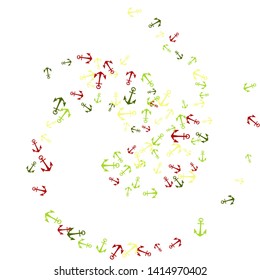 Pretty summer background with anchors. Anchor In Cartoon Free Style. Pattern Art Illustration Vector
