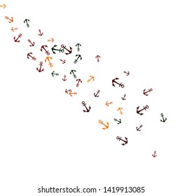 Pretty summer background with anchors. Anchor In Cartoon Free Style. Pattern Art Illustration Vector
