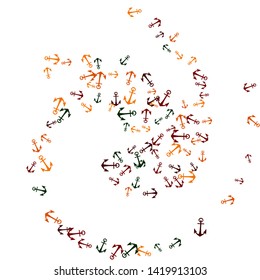 Pretty summer background with anchors. Anchor In Cartoon Free Style. Pattern Art Illustration Vector
