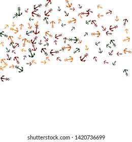 Pretty summer background with anchors. Anchor In Cartoon Free Style. Pattern Art Illustration Vector
