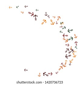 Pretty summer background with anchors. Anchor In Cartoon Free Style. Pattern Art Illustration Vector
