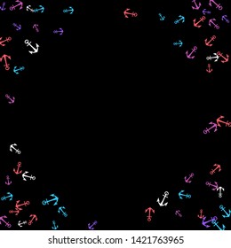 Pretty summer background with anchors. Anchor In Cartoon Free Style. Pattern Art Illustration Vector
