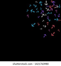 Pretty summer background with anchors. Anchor In Cartoon Free Style. Pattern Art Illustration Vector
