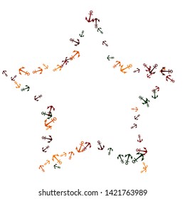 Pretty summer background with anchors. Anchor In Cartoon Free Style. Pattern Art Illustration Vector
