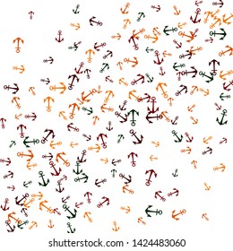 Pretty summer background with anchors. Anchor In Cartoon Free Style. Pattern Art Illustration Vector
