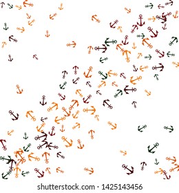 Pretty summer background with anchors. Anchor In Cartoon Free Style. Pattern Art Illustration Vector
