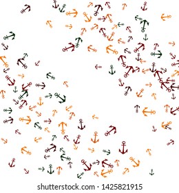 Pretty summer background with anchors. Anchor In Cartoon Free Style. Pattern Art Illustration Vector
