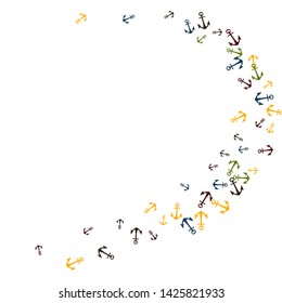 Pretty summer background with anchors. Anchor In Cartoon Free Style. Pattern Art Illustration Vector
