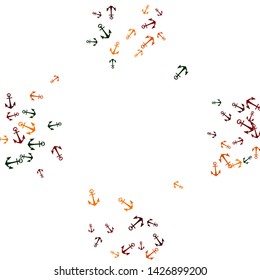 Pretty summer background with anchors. Anchor In Cartoon Free Style. Pattern Art Illustration Vector
