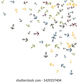 Pretty summer background with anchors. Anchor In Cartoon Free Style. Pattern Art Illustration Vector
