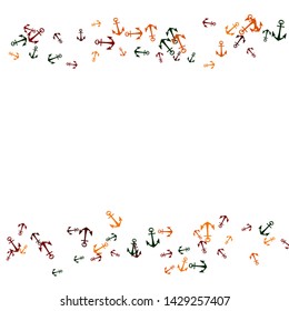 Pretty summer background with anchors. Anchor In Cartoon Free Style. Pattern Art Illustration Vector
