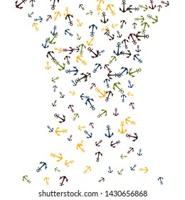 Pretty summer background with anchors. Anchor In Cartoon Free Style. Pattern Art Illustration Vector
