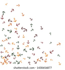 Pretty summer background with anchors. Anchor In Cartoon Free Style. Pattern Art Illustration Vector
