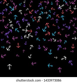 Pretty summer background with anchors. Anchor In Cartoon Free Style. Pattern Art Illustration Vector
