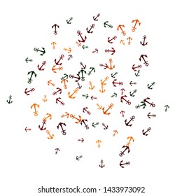 Pretty summer background with anchors. Anchor In Cartoon Free Style. Pattern Art Illustration Vector

