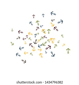 Pretty summer background with anchors. Anchor In Cartoon Free Style. Pattern Art Illustration Vector
