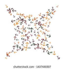 Pretty summer background with anchors. Anchor In Cartoon Free Style. Pattern Art Illustration Vector
