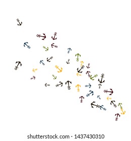 Pretty summer background with anchors. Anchor In Cartoon Free Style. Pattern Art Illustration Vector
