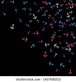 Pretty summer background with anchors. Anchor In Cartoon Free Style. Pattern Art Illustration Vector
