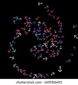 Pretty summer background with anchors. Anchor In Cartoon Free Style. Pattern Art Illustration Vector
