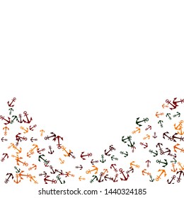 Pretty summer background with anchors. Anchor In Cartoon Free Style. Pattern Art Illustration Vector
