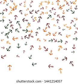 Pretty summer background with anchors. Anchor In Cartoon Free Style. Pattern Art Illustration Vector

