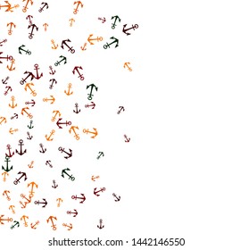 Pretty summer background with anchors. Anchor In Cartoon Free Style. Pattern Art Illustration Vector
