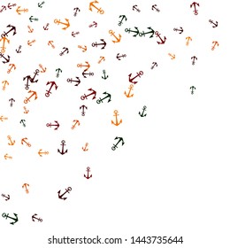 Pretty summer background with anchors. Anchor In Cartoon Free Style. Pattern Art Illustration Vector
