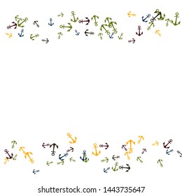 Pretty summer background with anchors. Anchor In Cartoon Free Style. Pattern Art Illustration Vector
