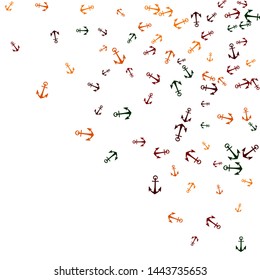 Pretty summer background with anchors. Anchor In Cartoon Free Style. Pattern Art Illustration Vector
