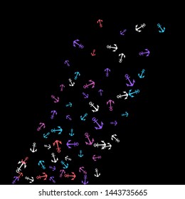 Pretty summer background with anchors. Anchor In Cartoon Free Style. Pattern Art Illustration Vector
