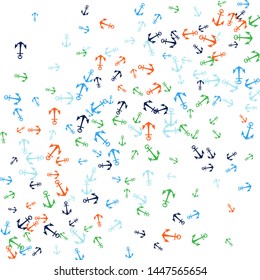 Pretty summer background with anchors. Anchor In Cartoon Free Style. Pattern Art Illustration Vector
