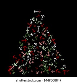 Pretty summer background with anchors. Anchor In Cartoon Free Style. Pattern Art Illustration Vector