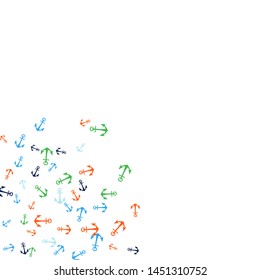 Pretty summer background with anchors. Anchor In Cartoon Free Style. Pattern Art Illustration Vector
