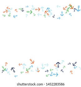 Pretty summer background with anchors. Anchor In Cartoon Free Style. Pattern Art Illustration Vector
