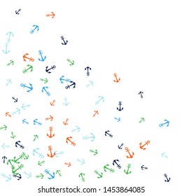 Pretty summer background with anchors. Anchor In Cartoon Free Style. Pattern Art Illustration Vector
