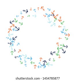 Pretty summer background with anchors. Anchor In Cartoon Free Style. Pattern Art Illustration Vector
