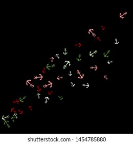 Pretty summer background with anchors. Anchor In Cartoon Free Style. Pattern Art Illustration Vector
