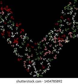 Pretty summer background with anchors. Anchor In Cartoon Free Style. Pattern Art Illustration Vector

