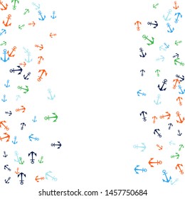 Pretty summer background with anchors. Anchor In Cartoon Free Style. Pattern Art Illustration Vector
