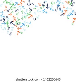 Pretty summer background with anchors. Anchor In Cartoon Free Style. Pattern Art Illustration Vector

