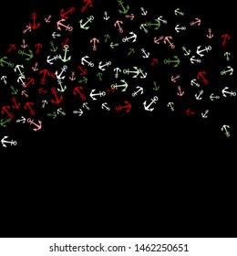 Pretty summer background with anchors. Anchor In Cartoon Free Style. Pattern Art Illustration Vector
