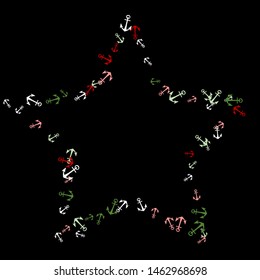 Pretty summer background with anchors. Anchor In Cartoon Free Style. Pattern Art Illustration Vector
