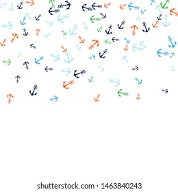 Pretty summer background with anchors. Anchor In Cartoon Free Style. Pattern Art Illustration Vector
