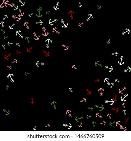 Pretty summer background with anchors. Anchor In Cartoon Free Style. Pattern Art Illustration Vector
