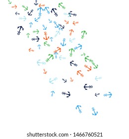 Pretty summer background with anchors. Anchor In Cartoon Free Style. Pattern Art Illustration Vector
