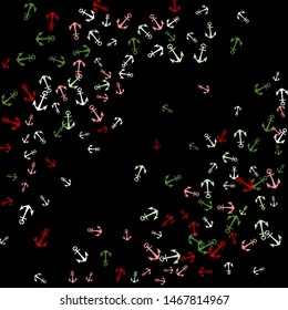 Pretty summer background with anchors. Anchor In Cartoon Free Style. Pattern Art Illustration Vector
